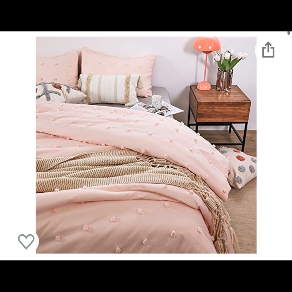Pink duvet cover with 2 pillow shams